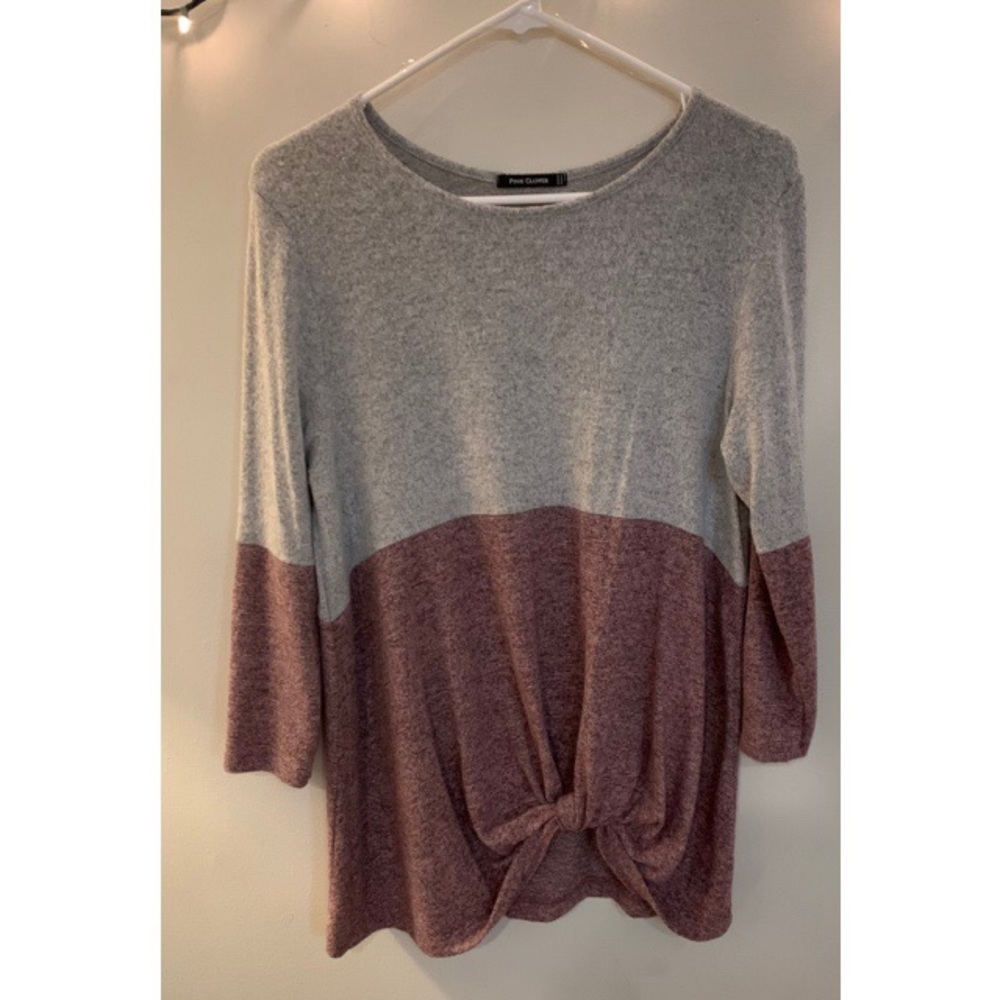 NWOT Pink Clover Front Twist Brushed Knit Top - Picture 2 of 4